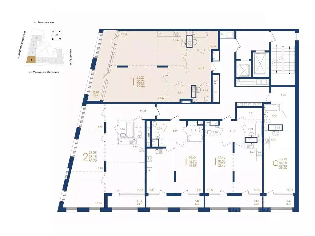 1-к кв. Воронежская область, Воронеж ул. Фридриха Энгельса, 88 (86.22 ... - Фото 2