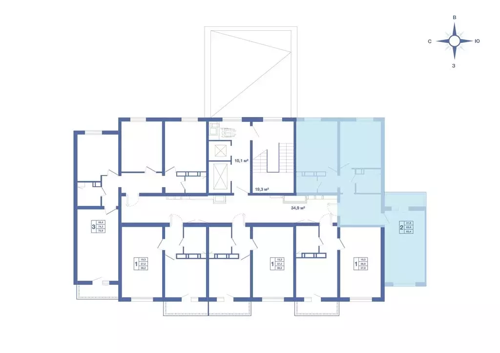 2-комнатная квартира: Воронеж, улица Шидловского, 22 (65.4 м) - Фото 1