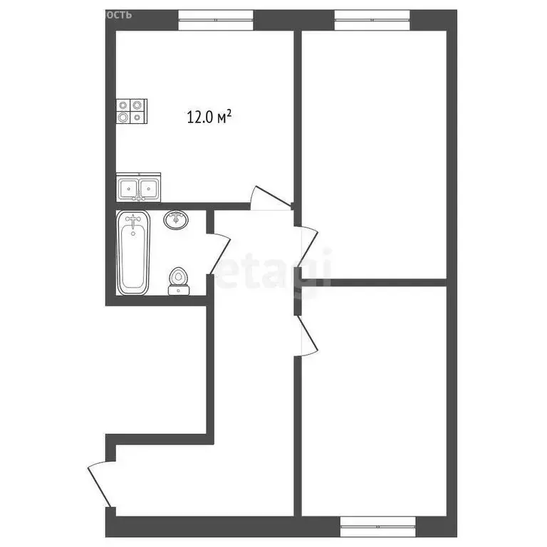 2-комнатная квартира: Чехов, улица Степанидина, 1/2 (46 м) - Фото 1