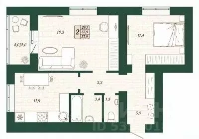 2-к кв. Самарская область, Волжский район, Смышляевка городское ... - Фото 0