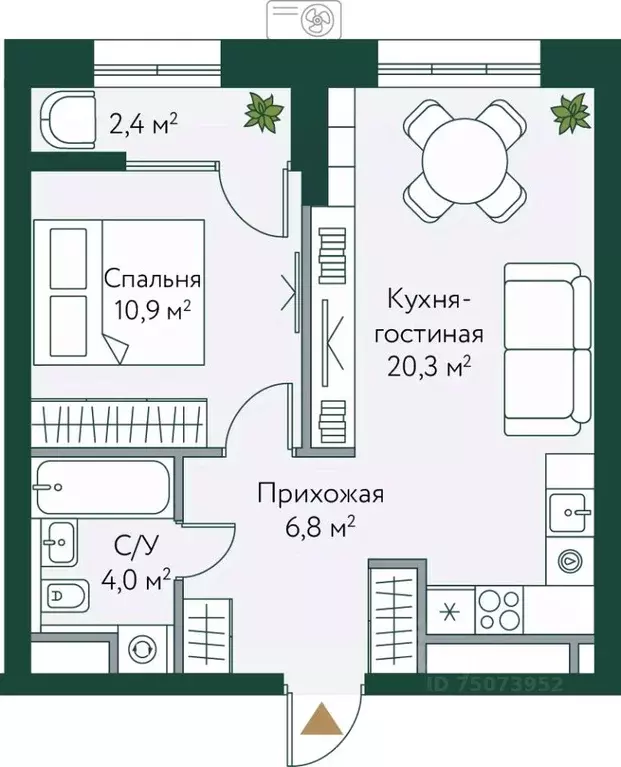 1-к кв. Волгоградская область, Волгоград Новосибирская ул., 74 (44.4 ... - Фото 0