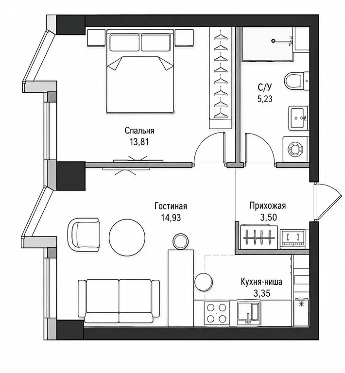 2-комнатная квартира: Москва, ЖК Фили Сити, к5 (40 м) - Фото 1