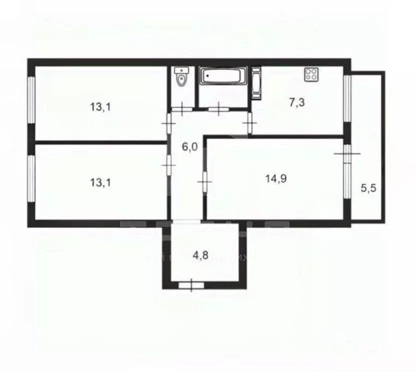 3-к кв. Санкт-Петербург ул. Маршала Захарова, 56 (64.6 м) - Фото 1