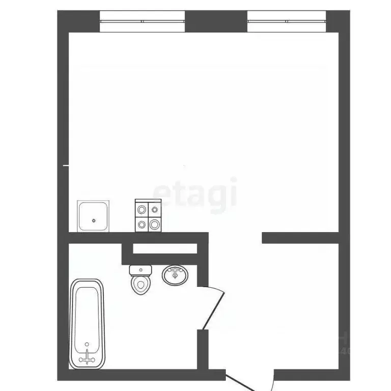 Студия Тюменская область, Тюмень ул. Газовиков, 44 (26.6 м) - Фото 1