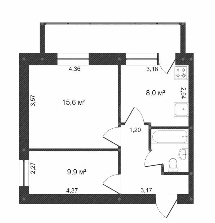 2-комнатная квартира: Тюмень, Широтная улица, 92к1 (47 м) - Фото 0