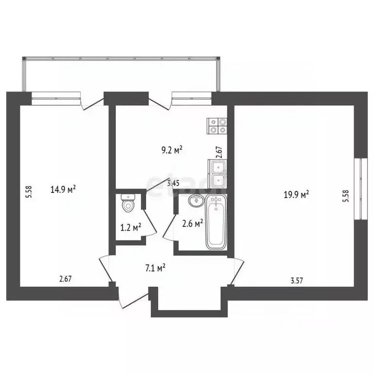 2-к кв. Севастополь ул. Челнокова, 33 (59.0 м) - Фото 2