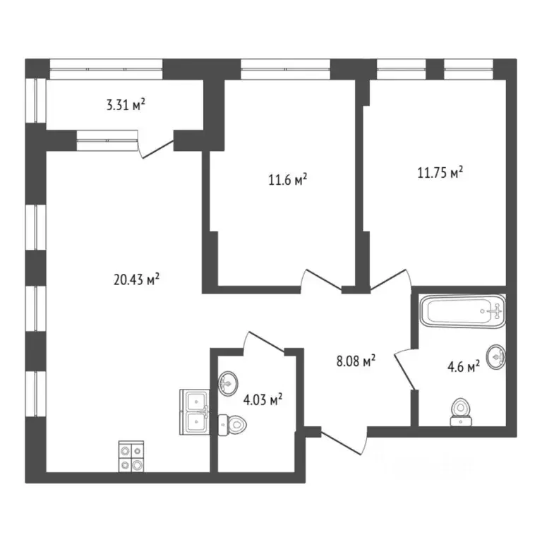 3-к кв. Тюменская область, Тюмень ул. Андрея Кореневского, 11 (63.8 м) - Фото 1