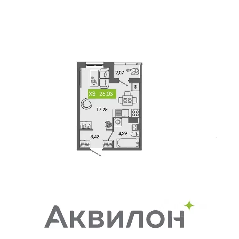 Студия Архангельская область, Северодвинск Аквилон Севен жилой ... - Фото 0