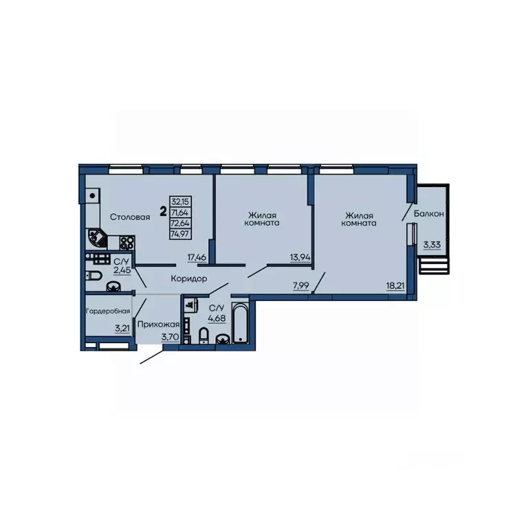 2-к кв. Свердловская область, Екатеринбург ул. Библиотечная, 38 (72.64 ... - Фото 1