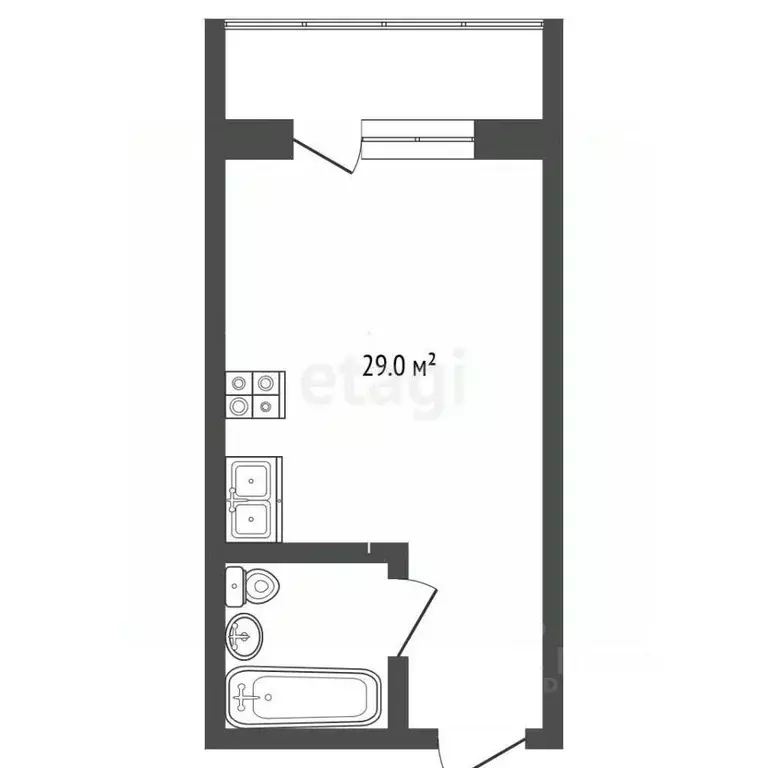 Студия Крым, Ялта ул. Войкова, 39А (29.0 м) - Фото 2