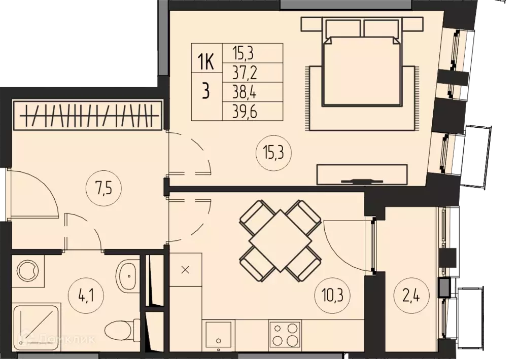 Продаётся 1-к квартира, 38.4 м - Фото 0