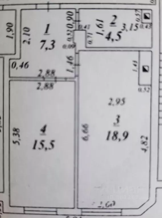 Квартира, 1 комната, 46.2 м - Фото 1
