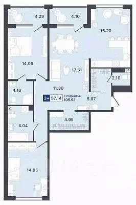 3-к кв. Тюменская область, Тюмень Ставропольская ул., 1 (97.14 м) - Фото 0