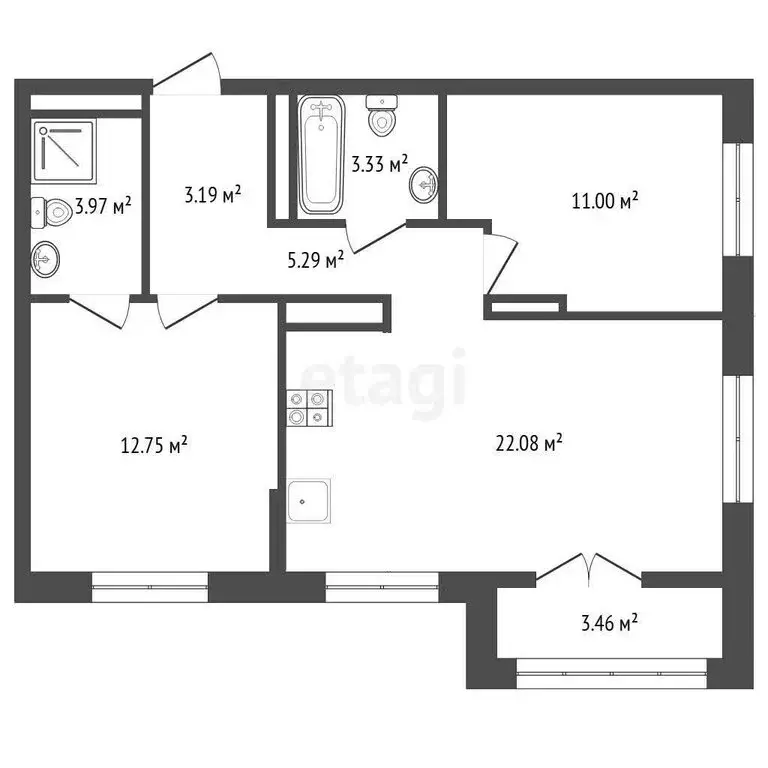 2-комнатная квартира: Тюмень, улица Павла Никольского, 10к1 (61.9 м) - Фото 0