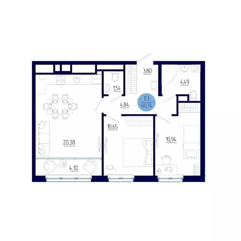 2-к кв. Рязанская область, Рязанский район, Дядьковское с/пос, с. ... - Фото 1