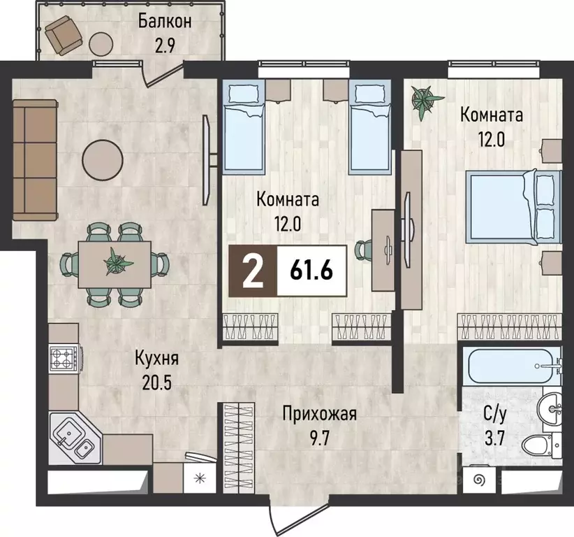 2-к кв. Ставропольский край, Железноводск городской округ, пос. ... - Фото 1