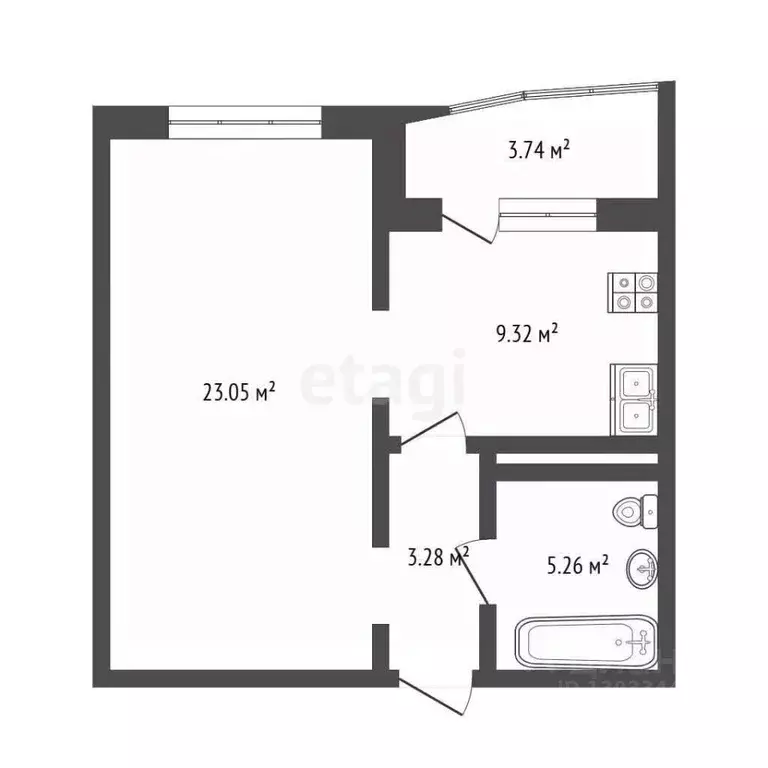 1-к кв. Тюменская область, Тюмень ул. Валентины Трофимовой, 13 (40.8 ... - Фото 2