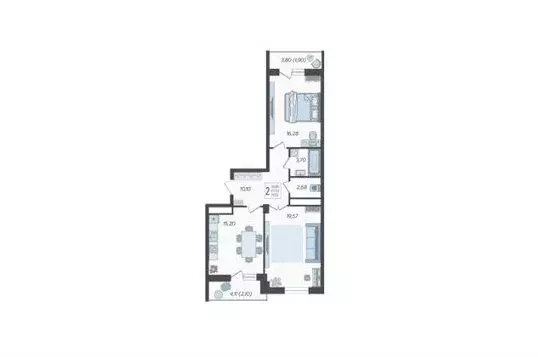 2-комнатная квартира: Краснодар, улица имени Дзержинского, 95 (71.53 ... - Фото 0