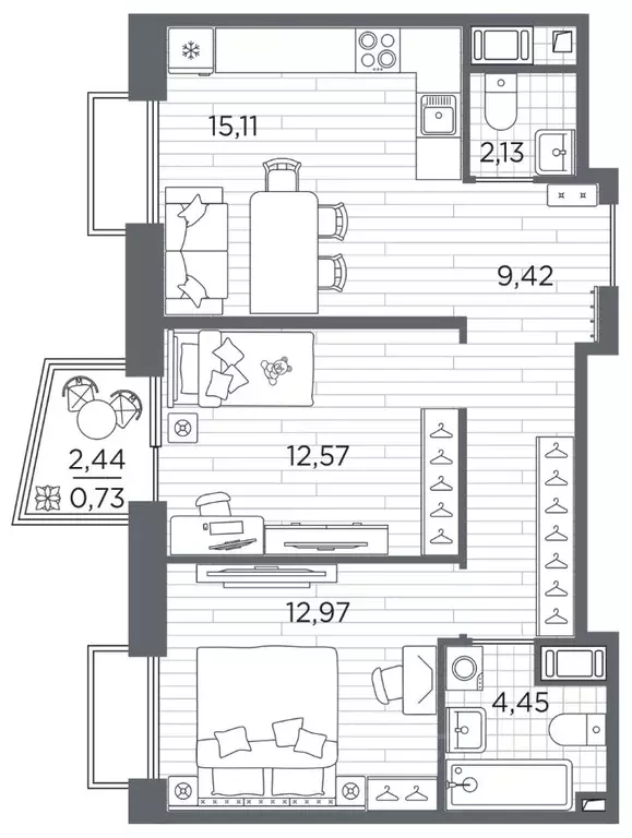 2-к кв. Санкт-Петербург Полюстровский просп., 87 (57.38 м) - Фото 1