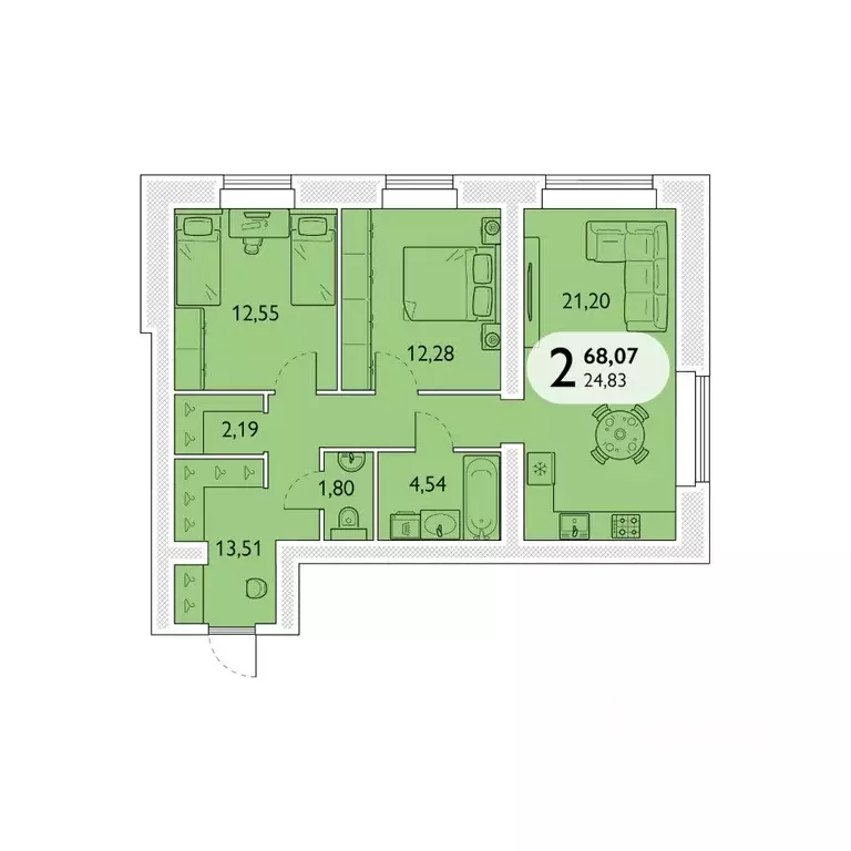 2-к кв. Брянская область, Брянский район, пос. Мичуринский, ... - Фото 1