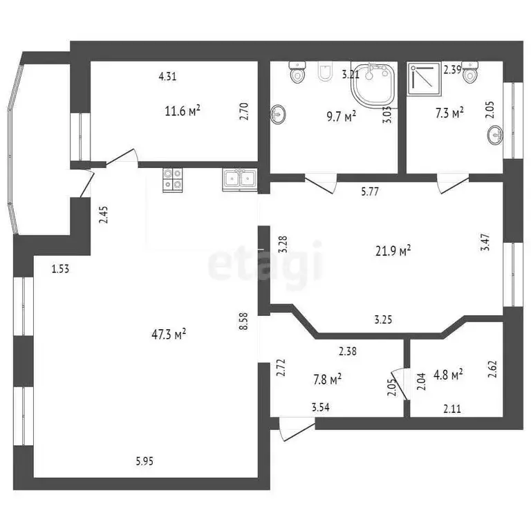 2-комнатная квартира: Тюмень, улица Володарского, 17 (110.4 м) - Фото 0