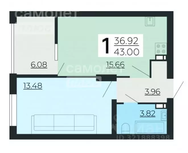 1-к кв. Липецкая область, Липецк ул. Нестерова, 9 (43.0 м) - Фото 1