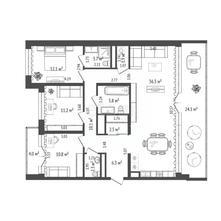 3-к кв. Тюменская область, Тюмень ул. Виктора Тимофеева, 10 (103.0 м) - Фото 1
