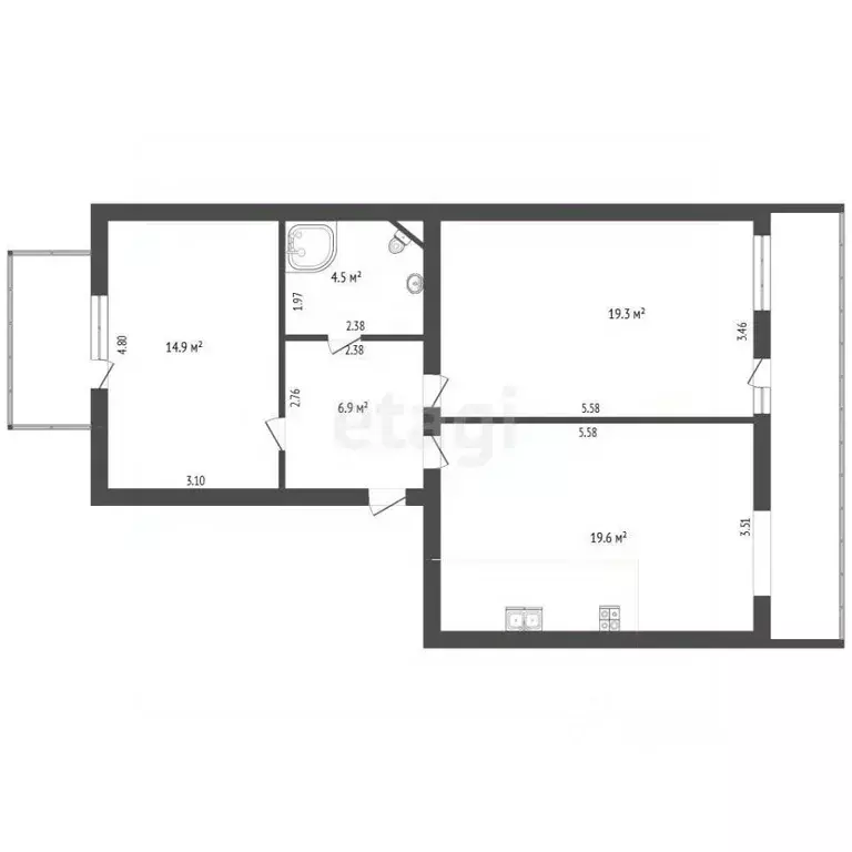 2-к кв. Севастополь ул. Вакуленчука, 53/14 (65.3 м) - Фото 2
