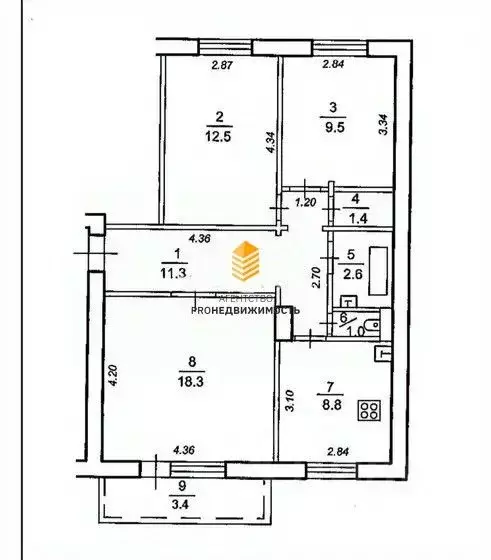 3-к кв. Башкортостан, Уфа ул. Бессонова, 35 (65.1 м) - Фото 1
