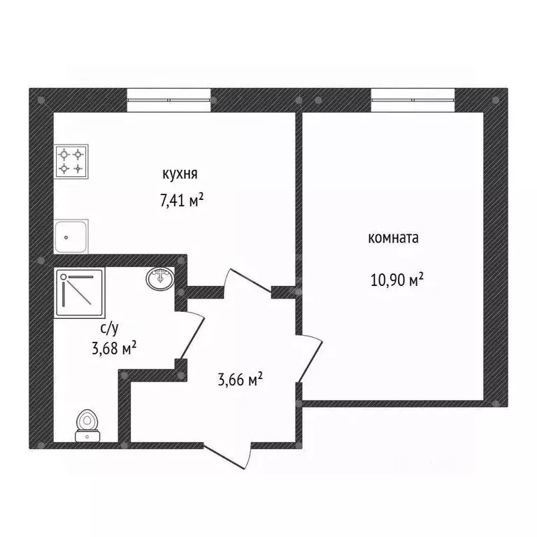 1-к кв. Башкортостан, Уфа ул. Академика Курчатова, 65/4 (25.2 м) - Фото 1
