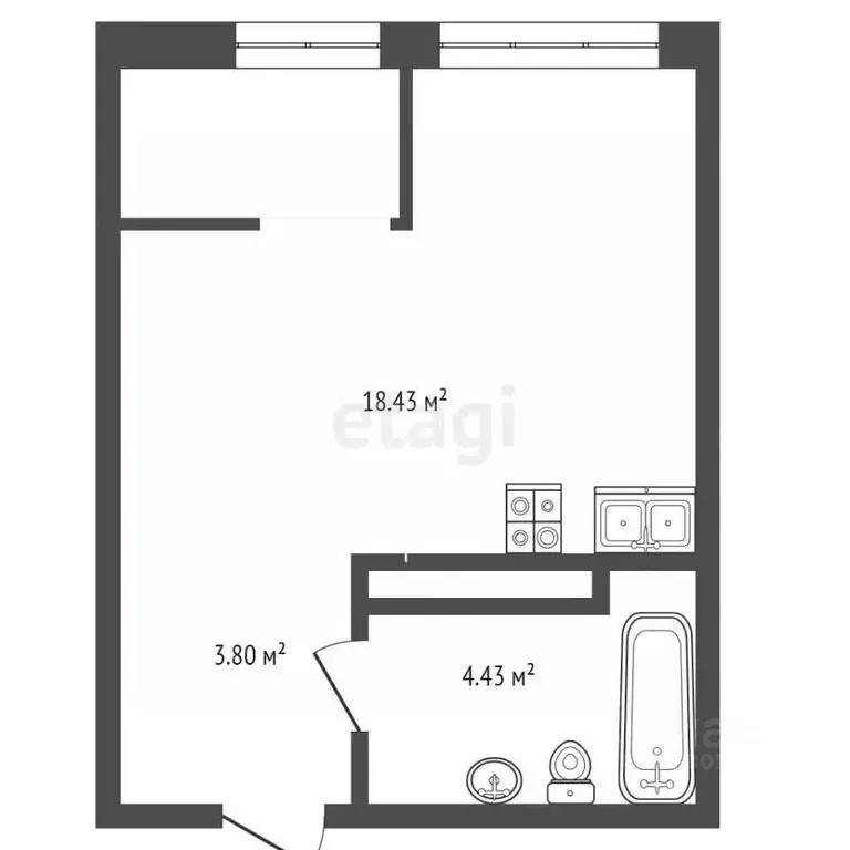 Студия Ростовская область, Ростов-на-Дону Магнитогорская ул., 2 (27.0 ... - Фото 2