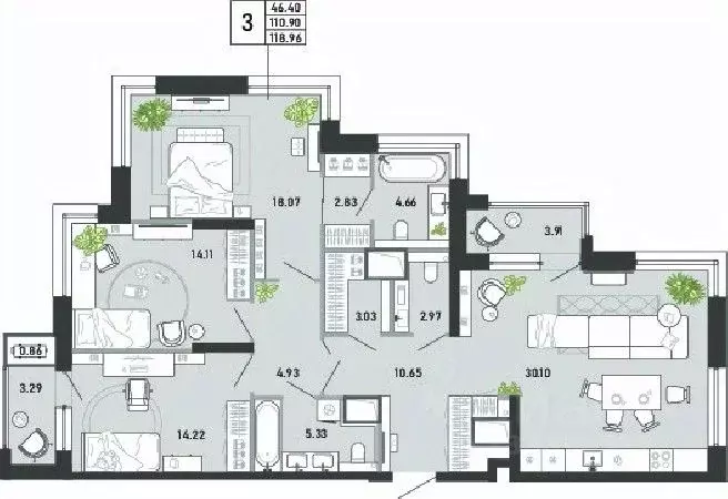 3-к кв. Тульская область, Тула ул. Фридриха Энгельса, 74 (118.96 м) - Фото 0
