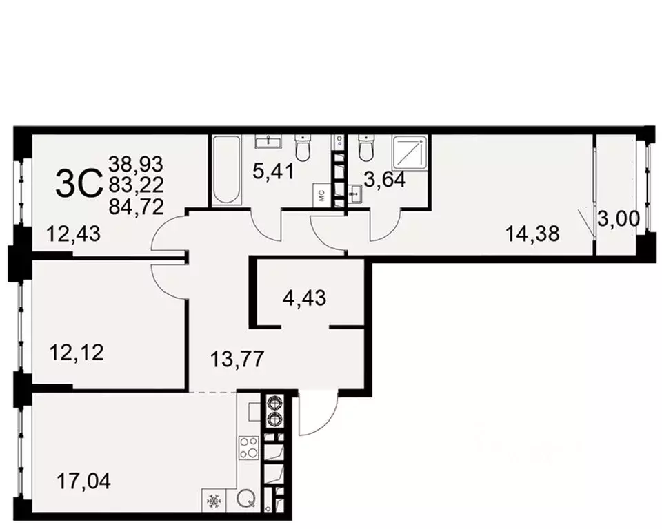3-к кв. Рязанская область, Рязань Торговый Городок тер., Медиана жилой ... - Фото 1