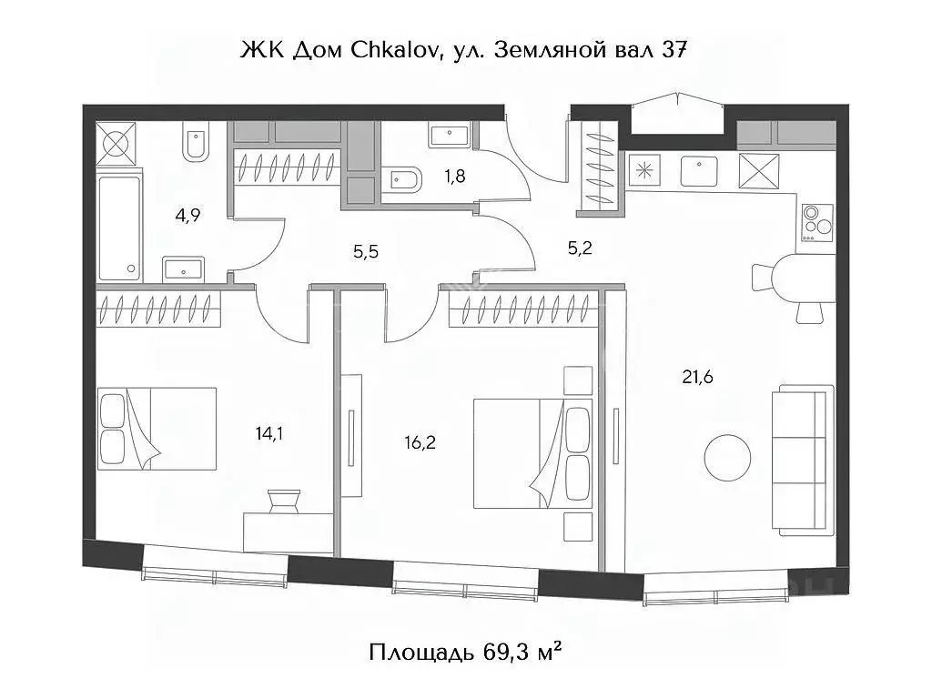 2-к кв. Москва пл. Курского Вокзала, 1 (69.3 м) - Фото 1