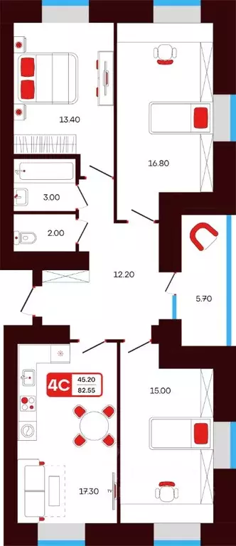 4-к кв. Башкортостан, Туймазы пер. Луначарского, 5 (82.5 м) - Фото 1