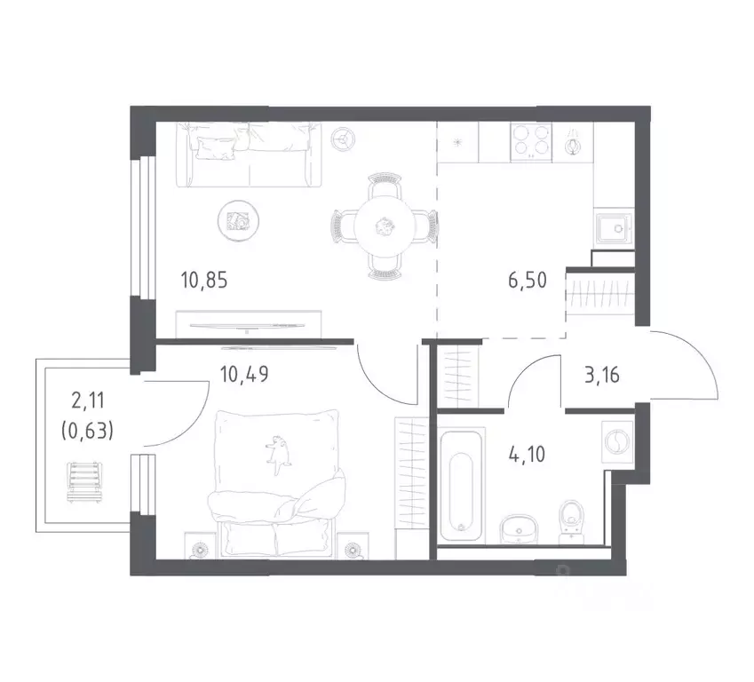1-к кв. Московская область, Ленинский городской округ, Мисайлово пгт, ... - Фото 1
