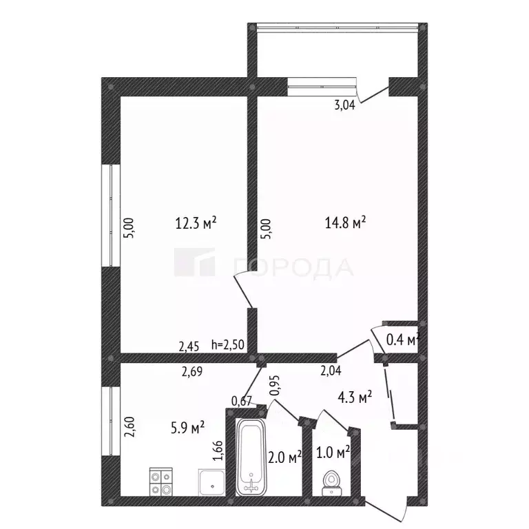 2-к кв. Алтайский край, Барнаул ул. Свердлова, 75 (41.3 м) - Фото 2