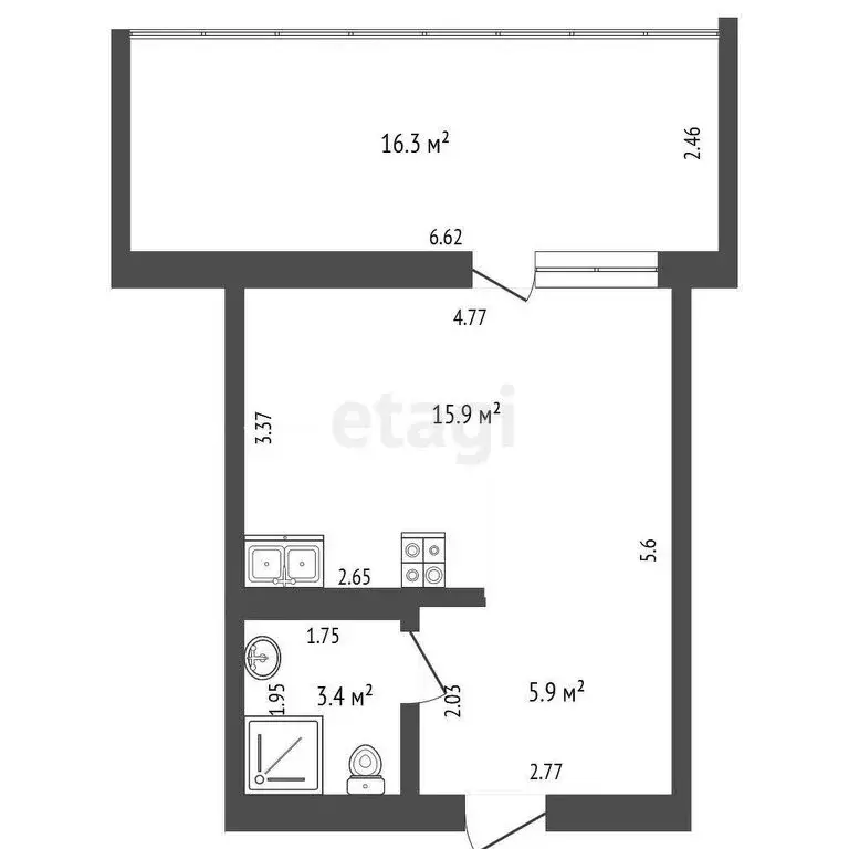 Квартира-студия: Севастополь, улица Глухова, 9 (25.2 м) - Фото 1