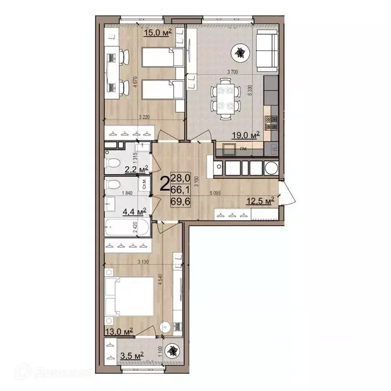 2-к кв. Рязанская область, Рязань Еврокласс жилой комплекс (69.6 м) - Фото 1