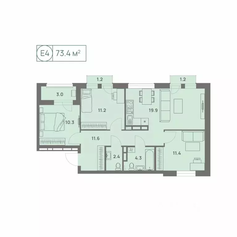 4-к кв. Пермский край, Пермь Трамвайная ул., 27 (73.4 м) - Фото 1