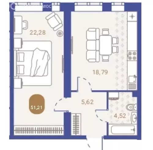2-комнатная квартира: Пенза, улица Новосёлов, 45 (51.21 м) - Фото 0