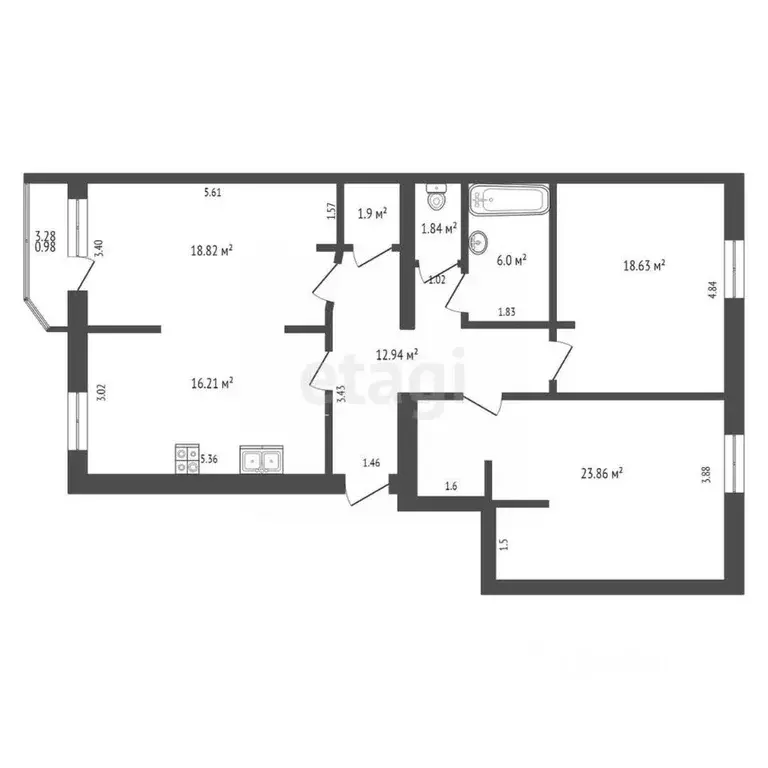 3-к кв. Калужская область, Калуга Воскресенский пер., 26А (100.2 м) - Фото 2
