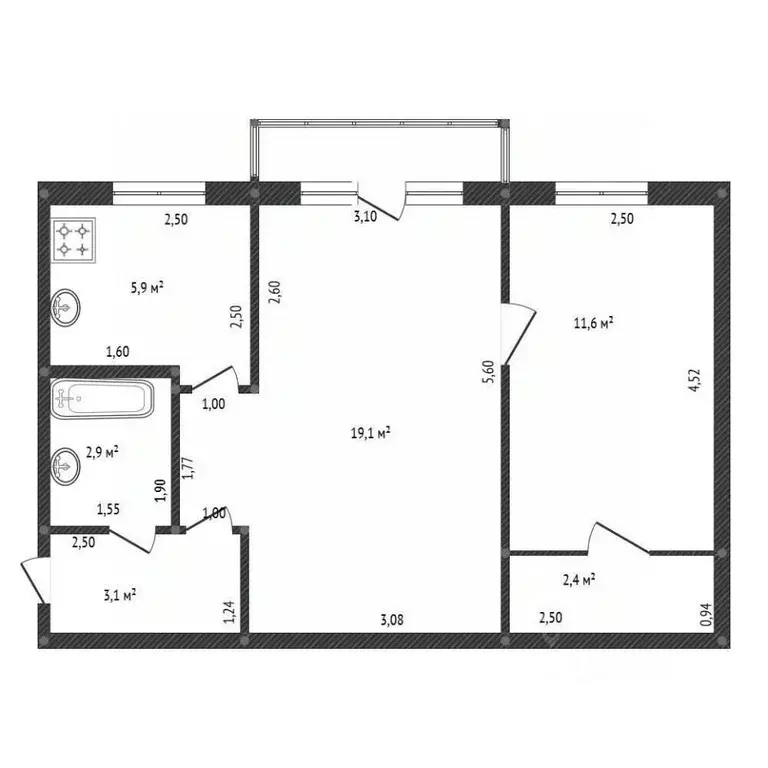 2-к кв. Башкортостан, Уфа Кавказская ул., 17/1 (52.5 м) - Фото 1