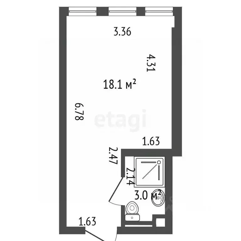 Студия Санкт-Петербург просп. Энергетиков, 2к2 (21.1 м) - Фото 2