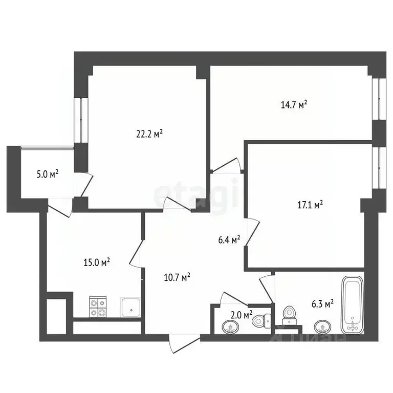 3-к кв. Ростовская область, Ростов-на-Дону Северный мкр, ул. ... - Фото 2