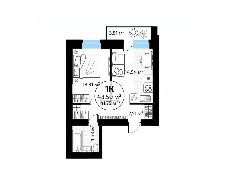 1-к кв. Самарская область, Самара пос. Мехзавод, 1-й кв-л, 50 (43.5 м) - Фото 1