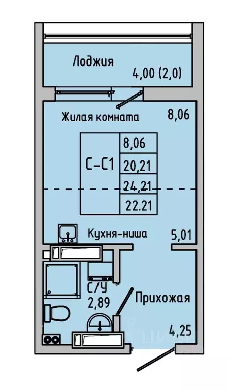 Студия Ростовская область, Батайск  (22.21 м) - Фото 0