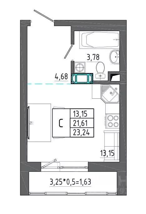 Студия Воронежская область, Воронеж Нижняя ул., 32 (23.24 м) - Фото 1