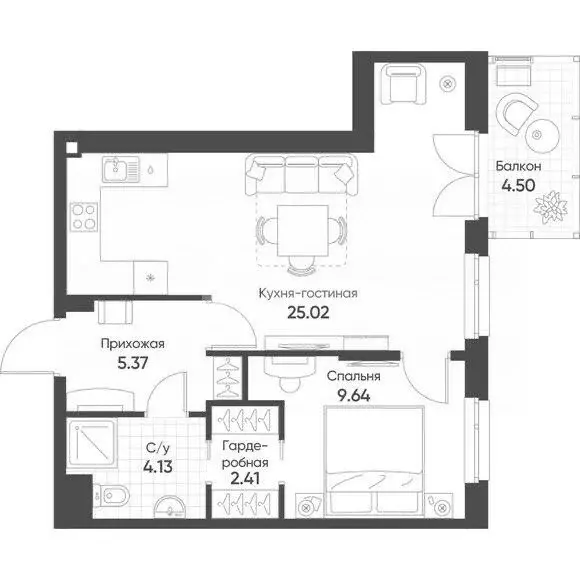 2-комнатная квартира: Казань, улица Гаврилова, 5Бк1 (47.9 м) - Фото 1