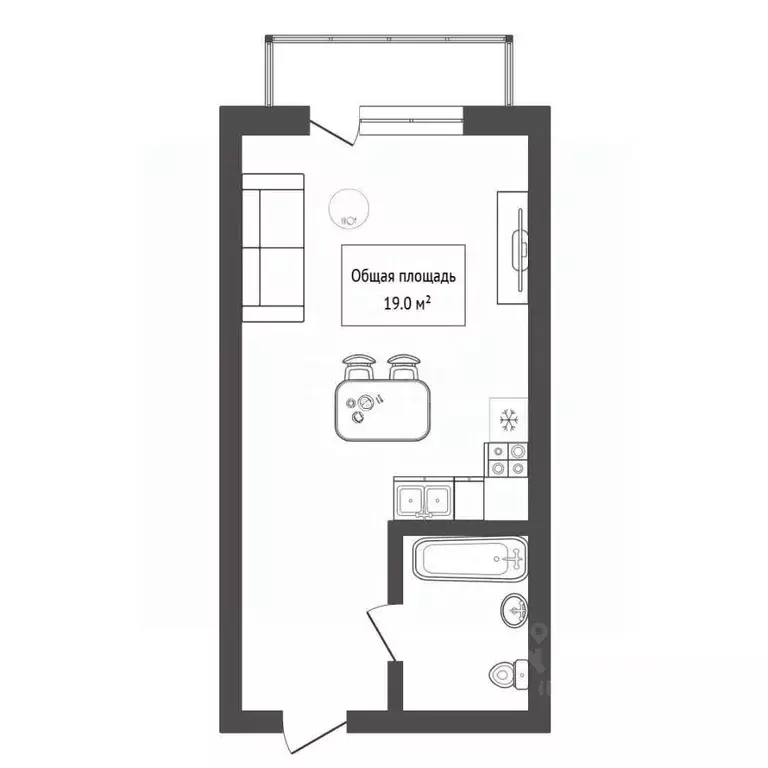 Студия Новосибирская область, Новосибирск ул. Аэропорт, 90 (19.0 м) - Фото 2